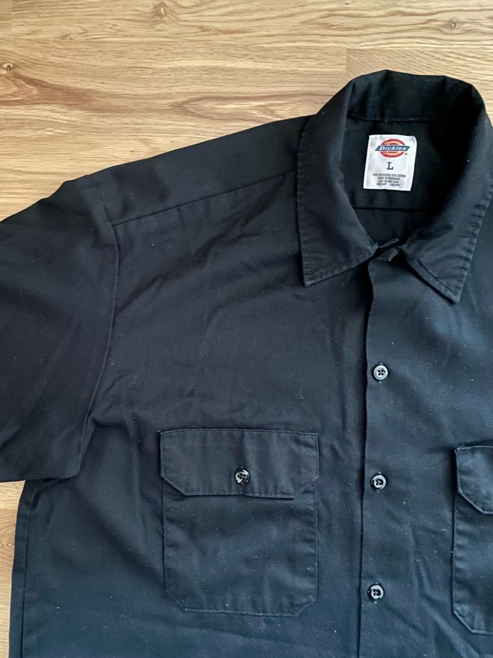 Dickies Men’s Short Sleeve Work Shirt Black Size Large L #1574